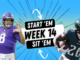 Starts and Sits for Week 14 (2022) Fantasy In Frames