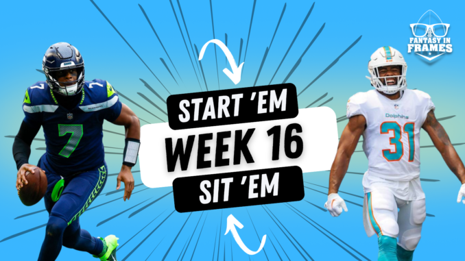 Fantasy Football Starts and Sits for Week 16 (2022) Fantasy In Frames