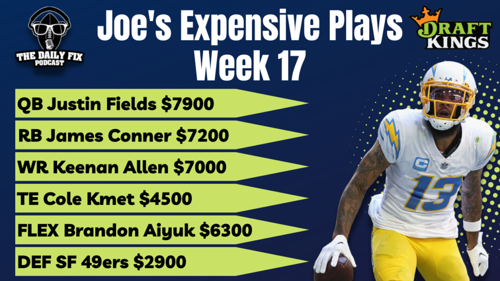 Joe's Draft Kings Fantasy Football Expensive Plays for Week 17 (2022) Fantasy In Frames