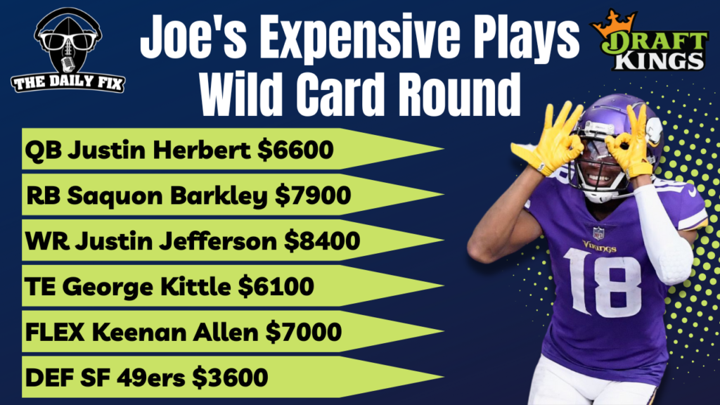 Joe's Expensive Tier Plays for The Wild Card Round (2023) Fantasy In Frames