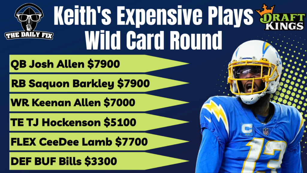 Keith's Expensive Tier Plays for The Wild Card Round (2023) Fantasy In Frames