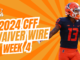 2024 College Fantasy Waiver WIre Week 4 | Fantasy In Frames